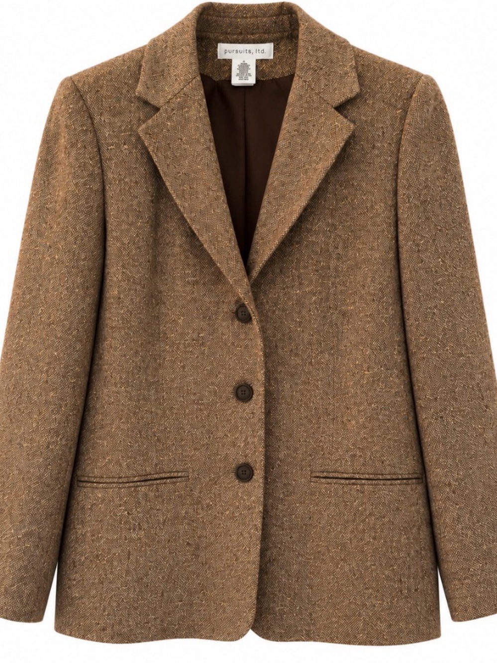Classic Brown Tweed Blazer Jacket by Pursuits, Ltd.